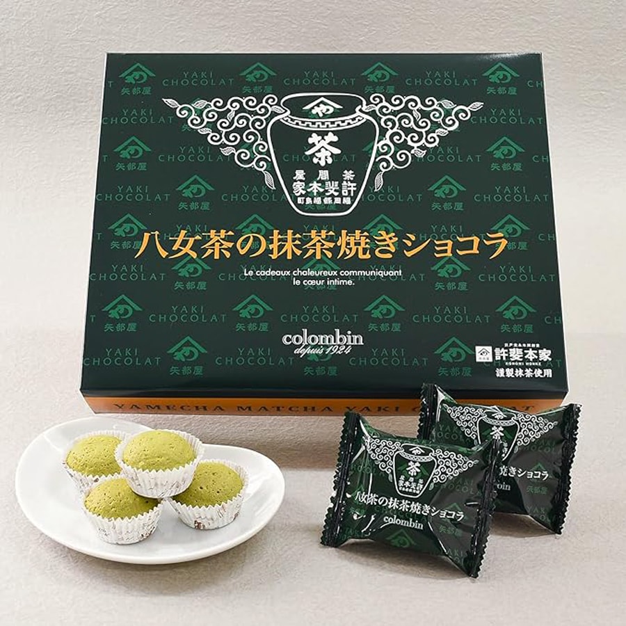【日本直郵】日本 COLOMBIN 矢部屋 八女茶 抹茶巧克力小蛋糕 12個入