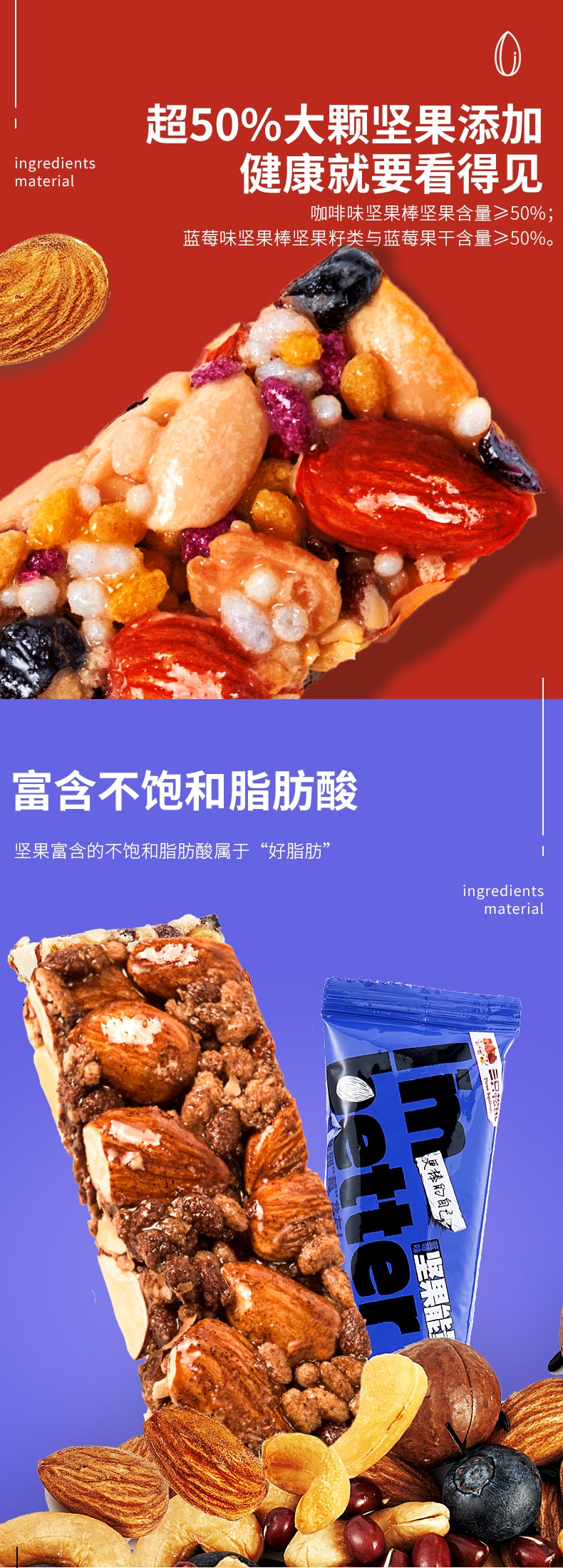 [China Direct Mail] Three Squirrel Nut Energy Bars Coffee Flavor Daily Nut Casual Snacks Healthy Net Red Mixed Snacks30g