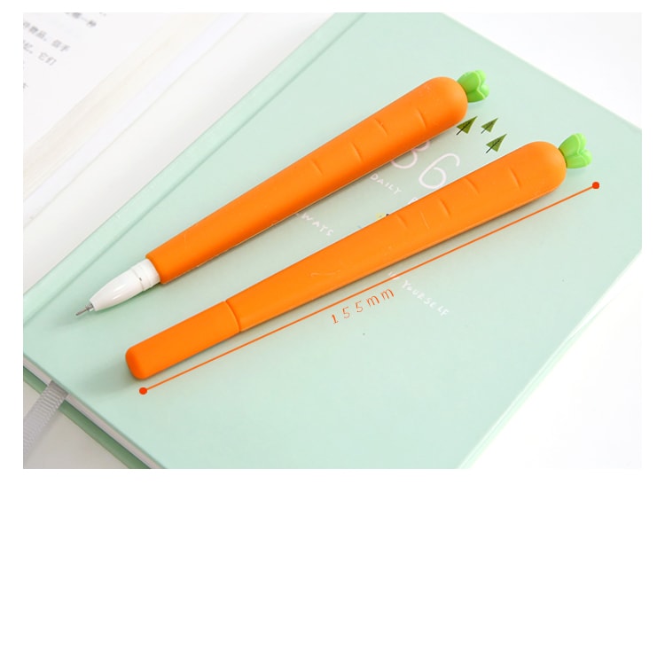 [中国直邮] 一正(YIZHENG)可爱超好质感软硅胶胡萝卜造型中性笔 / 啫喱笔 YZ5318  0.5mm  中国明星黄子韬正版同款  3支装