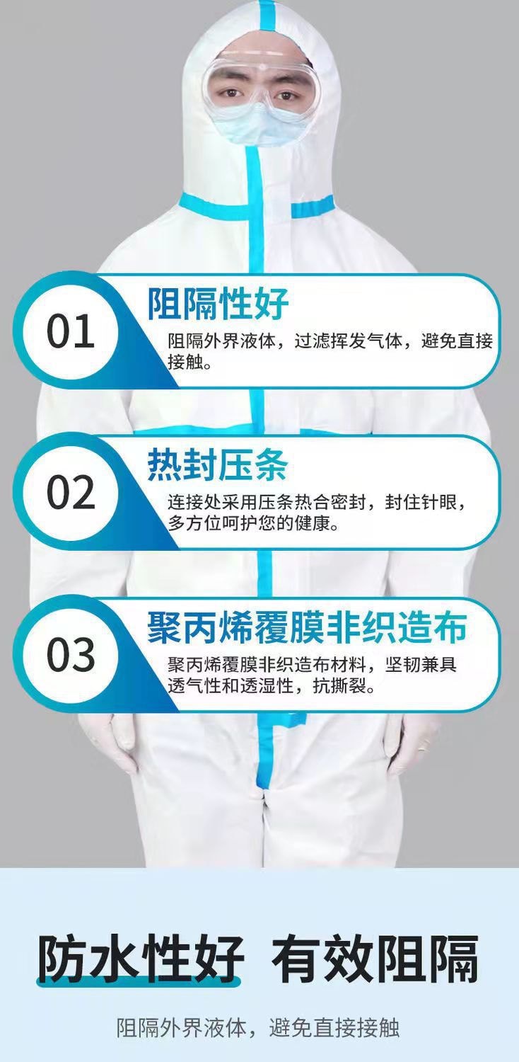 【中國直郵】海氏海諾 醫用防護服一次性醫護醫院醫療隔離衣防疫服連體式全身 185cm碼 白色款