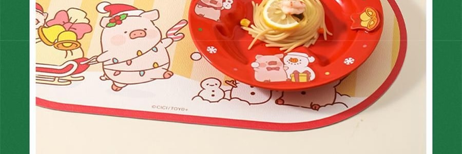 川島屋 LULU豬聖誕餐墊 隔熱墊餐桌防燙耐高溫碗盤墊西餐墊 水晶球款 27cm