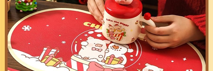 川島屋 LULU豬聖誕餐墊 隔熱墊餐桌防燙耐高溫碗盤墊西餐墊 水晶球款 27cm