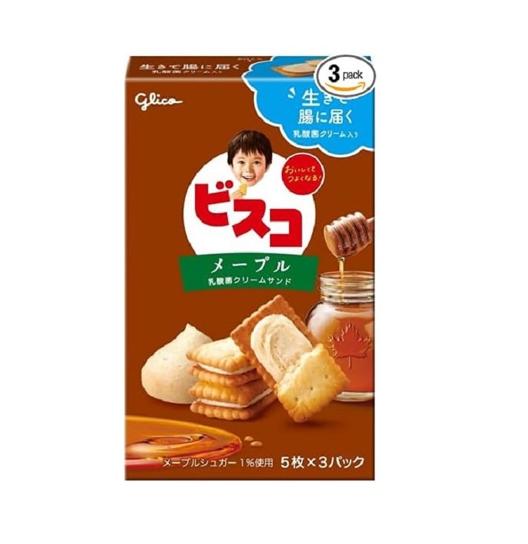 【日本直邮】江崎固利果 日本经典含乳酸菌饼干 枫糖口味 15枚入 10盒