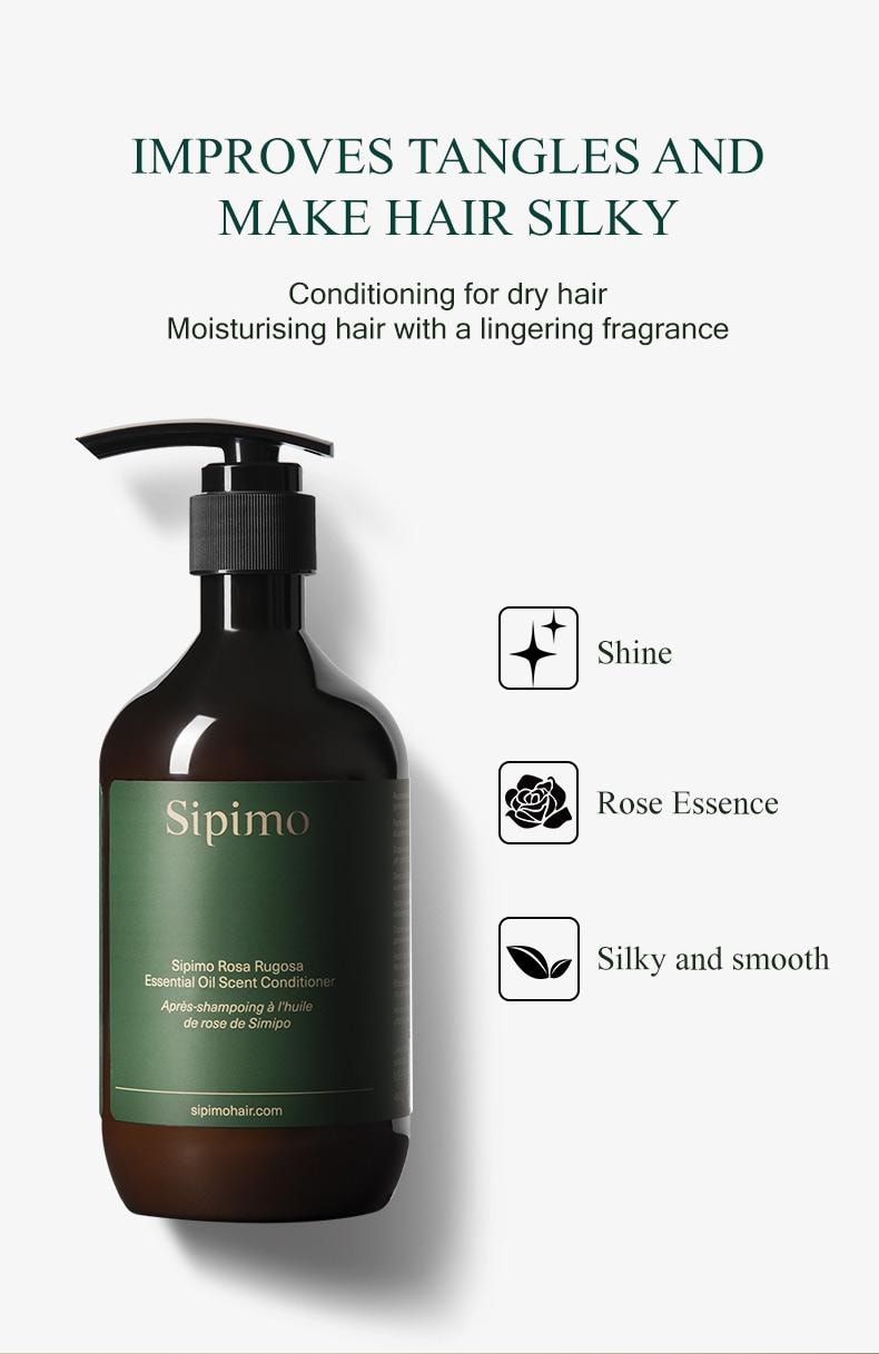 Sipimo詩碧曼 玫瑰精油潤髮乳 柔軟亮澤 改善毛躁 玫瑰香氣長久縈繞 沙發自然捲一鍵柔順 摩洛哥堅果油亮澤 熱保護防損傷 玫瑰香氛持久 460ml