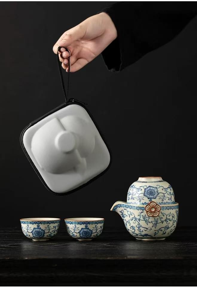 海藍星 汝窯茶壺一壺三杯 釉色之美 溫潤古樸 鷹嘴設計 自帶濾孔 1件