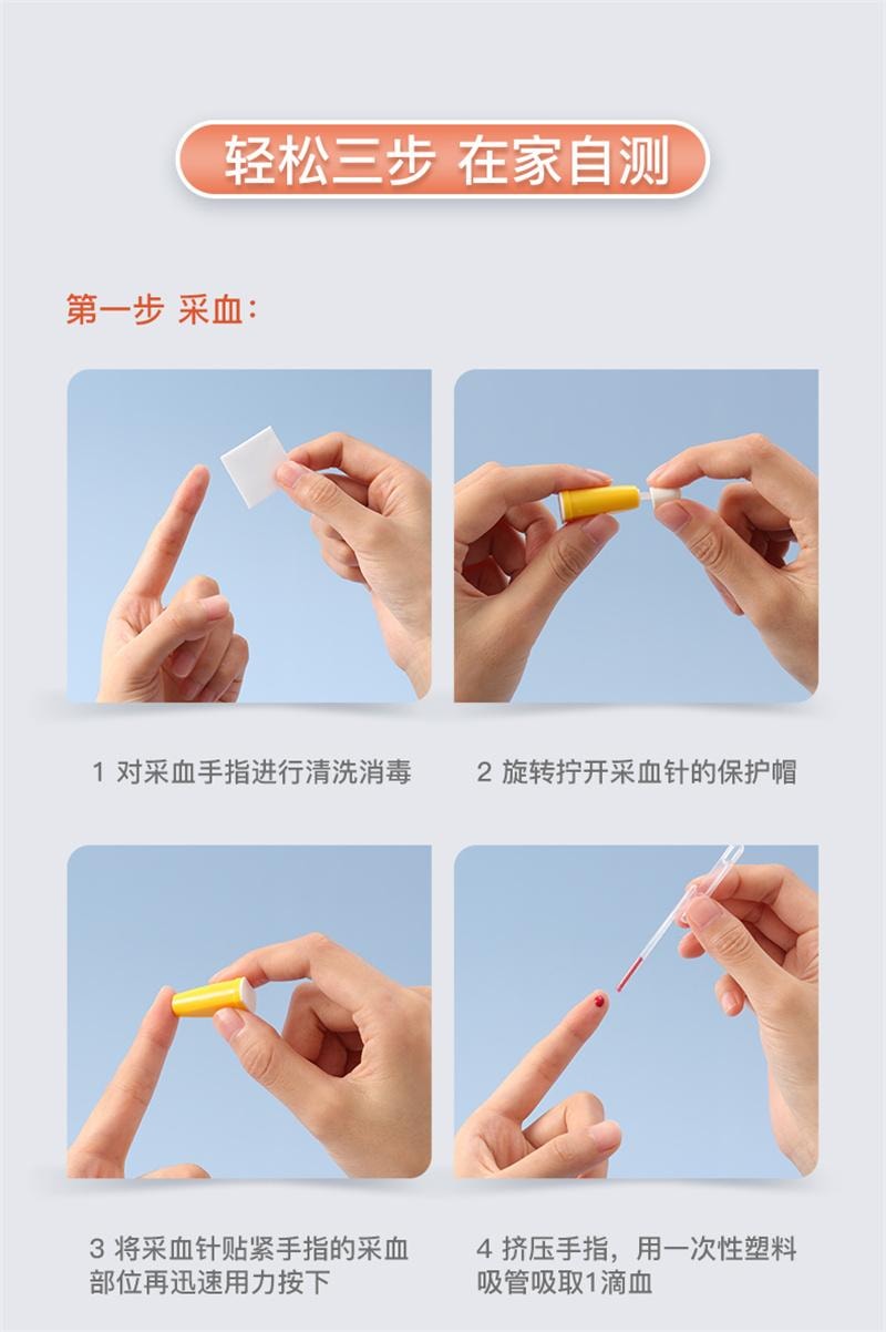 【中国直邮】 鱼跃 HIV测试试纸1盒非四代hiv检测纸四联试剂纸自检非四代试剂盒