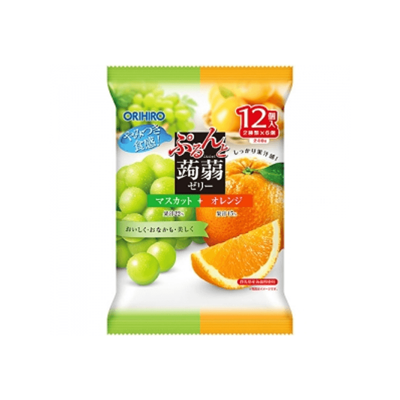 日本直送品】オリヒロ オレンジグリーン味ゼリー 1袋12個入り 低