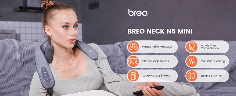 Breo N5 Mini Neck Massager with Heat Shiatsu Shoulder Back Shoulder  Massager for Muscle Pain Relief