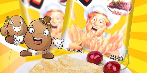 大陸版好麗友ORION 呀!馬鈴薯薯條膨化食品 裡肌牛排口味 40g