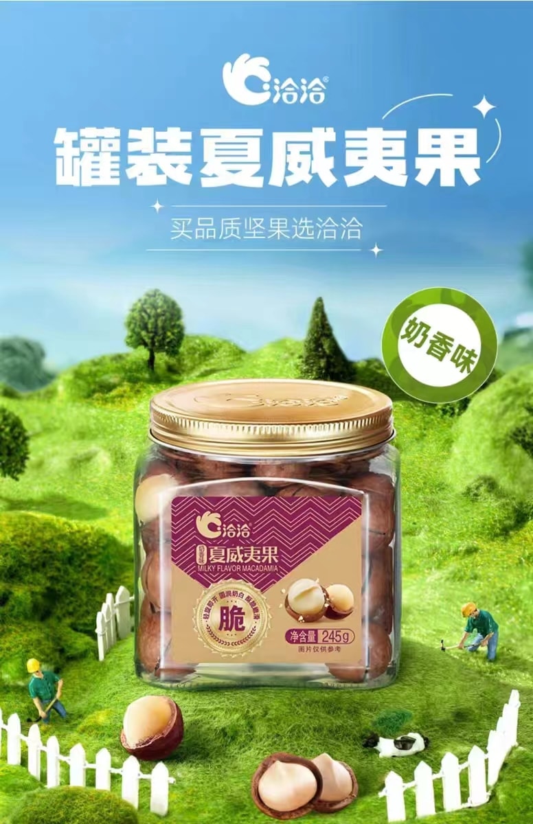 [中国直邮]洽洽 ChaCheer 罐装奶香味夏威夷果 坚果营养零食245g