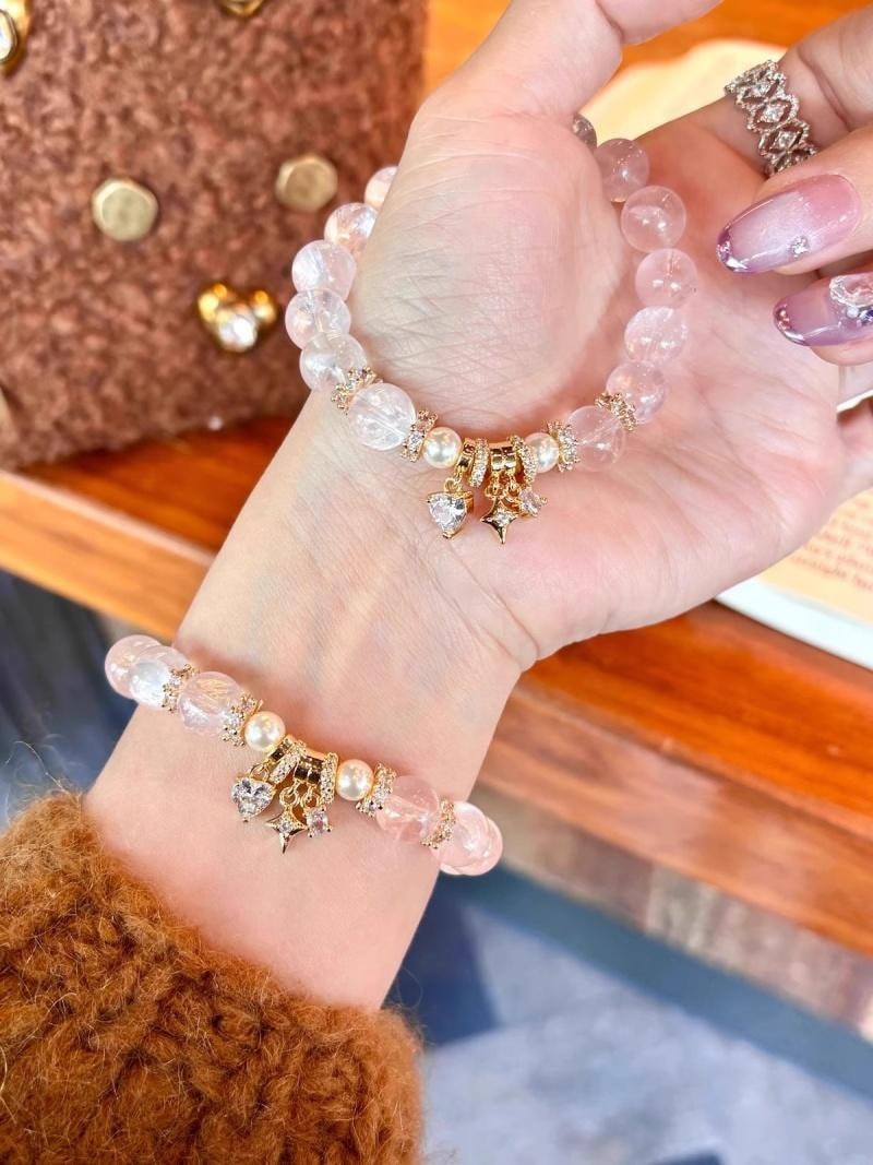 【招緣納福】天然星光粉水晶手鍊10mm 招桃花正緣 聖誕新年生日送禮佳選 愛情姻緣水晶手串 女款能量首飾品 情人節送禮必備