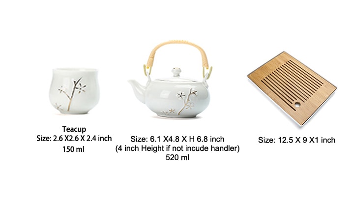 BESTLEAFTEA - 中式/日式提梁壶茶具套装家用茶杯功夫茶具托盘茶壶 一壶六杯(绿色)