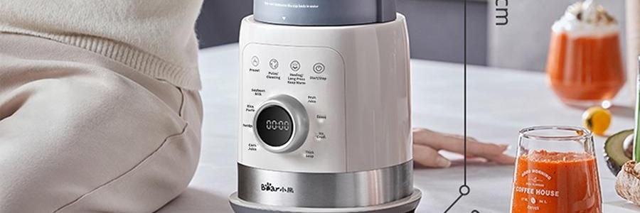 BEAR小熊 破壁机豆浆机搅拌机 自动清洗 中途加料 海盐灰白 