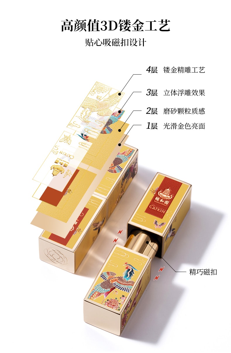 [China Direct Mail] Summer Palace Hundred Birds and Phoenix Carving Joint Lipstick CR138 Fengyi Red Single Pack