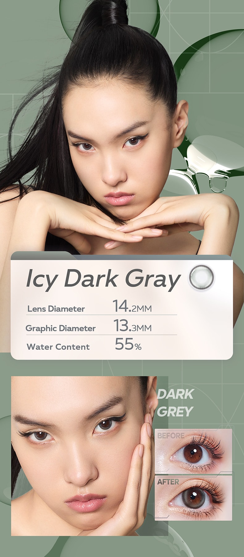 CoFANCY Color Contacts 1-Day Highlight Pro (10pcs) UV Block Dark Gray 
