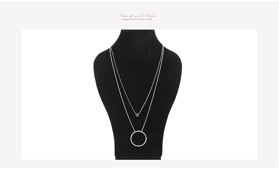 KOREA Circle and Heart Necklace #Silver [Free Shipping]