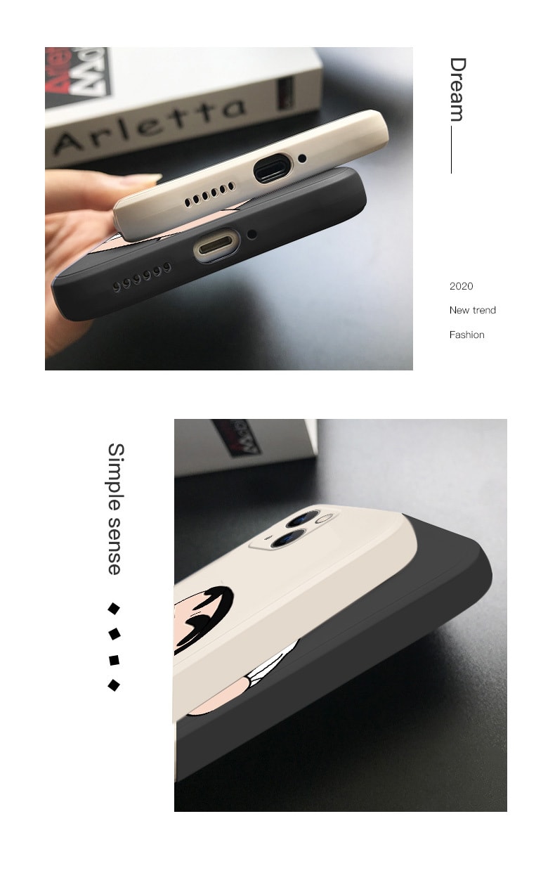 已淘汰[中國直郵] 樂學辦公LEARN&WORK 蠟筆小新 蘋果手機殼 卡通趣味 液態矽膠 適用iPhone 13 promax質感黑1個裝