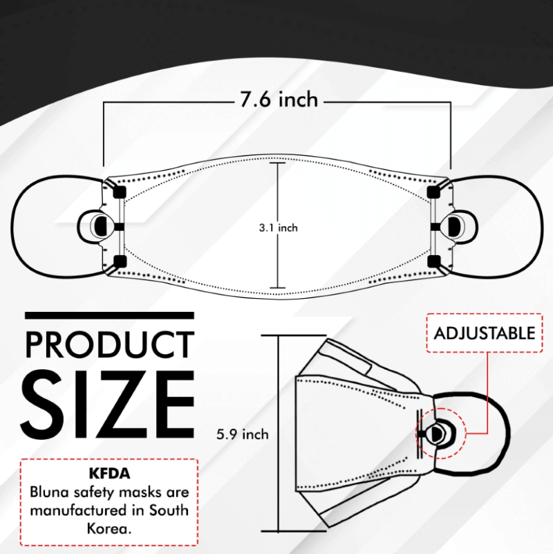 【韩国 BLUNA】KF94 四层高防护人体工学3D成人口罩 黑色 10入