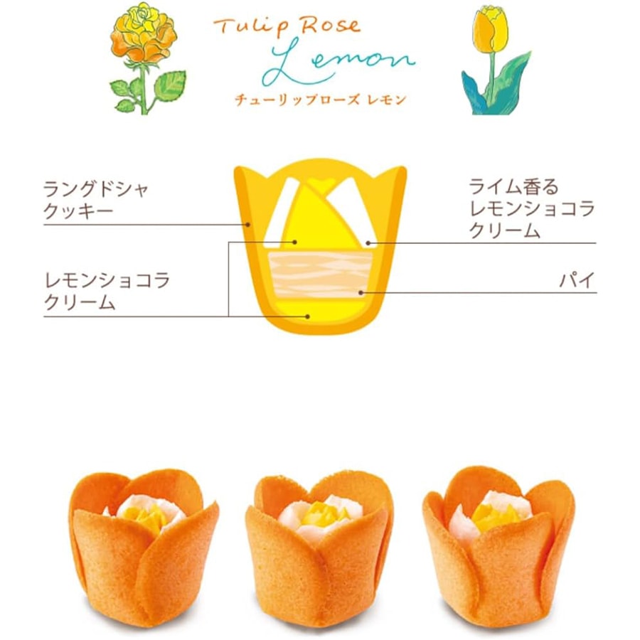 【日本直邮】日本 TOKYO TULIP ROSE 高端郁金香玫瑰 春季限定 梦幻花朵甜点 柠檬味 4个