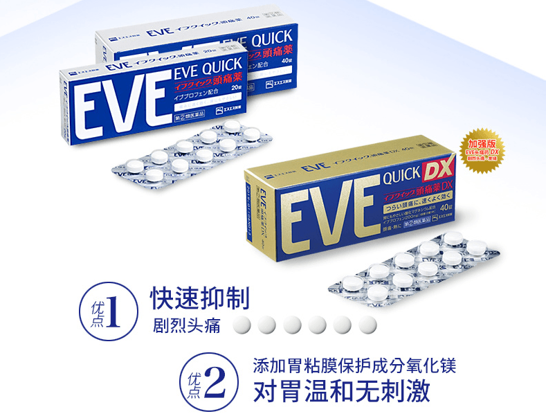 【日本直邮】日本白兔EVE Quick 止痛片 40粒 加强版※DHL发货