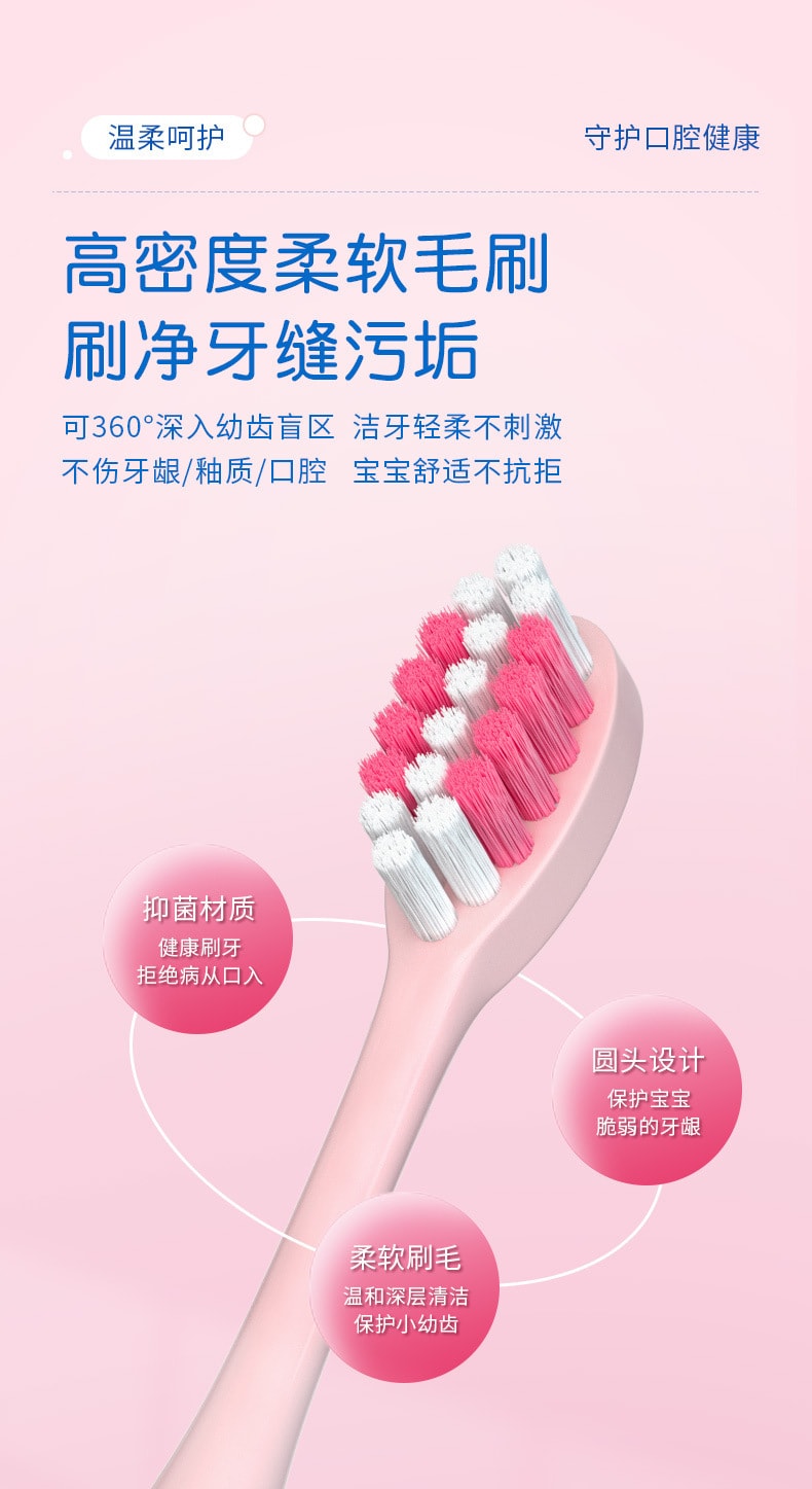 【中国直邮】花果  儿童电动牙刷可爱卡通软毛电动牙刷智能定时声波电动牙刷  粉色小兔