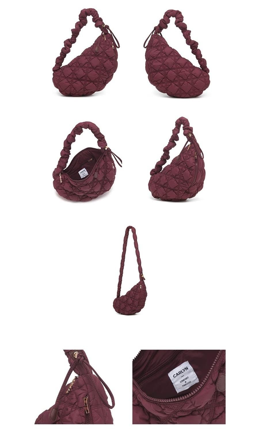 【韓國直郵】 韓國 CARLYN COZY 抽繩設計中型雲朵包 可調長短 勃根地紅