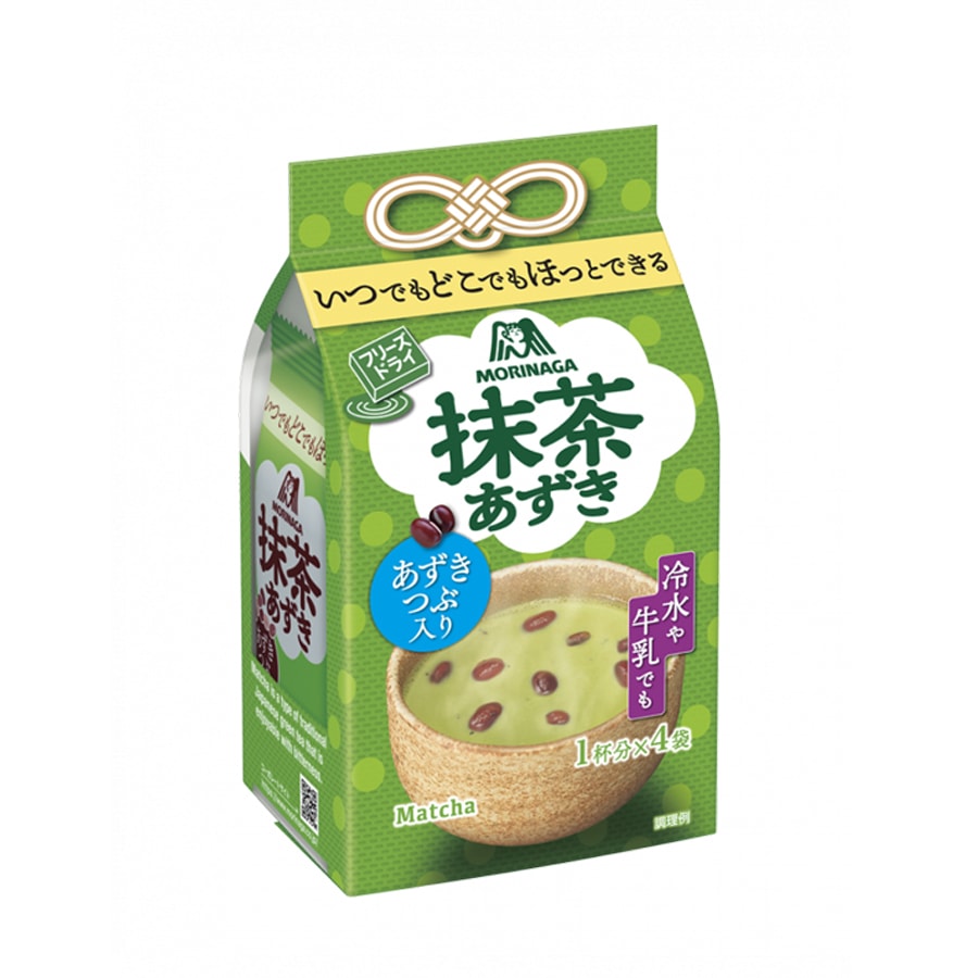 【日本直邮】日本 MORINAGA森永 红豆抹茶粉 冷水牛奶可冲泡 4袋