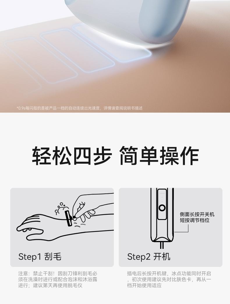 【中国直邮】海尔蓝宝石冰点脱毛仪YT301家用唇毛腋下 冰川蓝