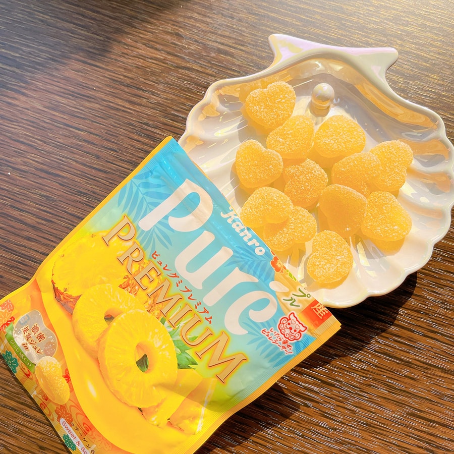 【日本直郵】日本KANRO PURE 愛心夾心酸甜軟糖 夏季限定 沖繩鳳梨口味軟糖 54 克