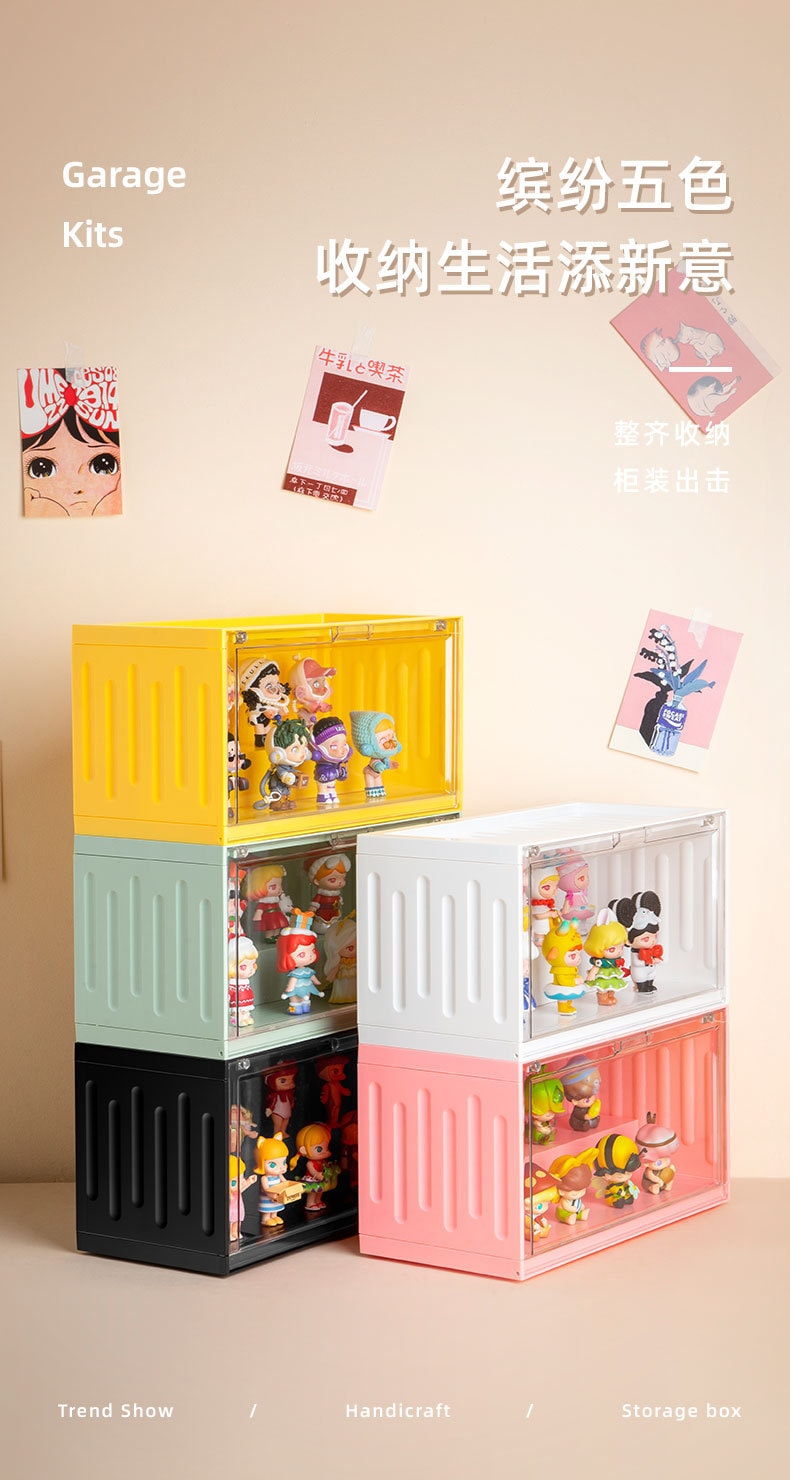 【潮玩家】盲盒手辦貨櫃收納盒展示盒 泡泡瑪特展示櫃 檸檬黃 1個