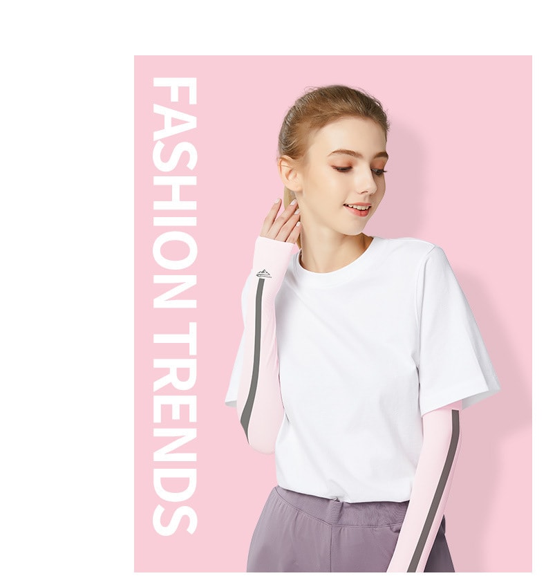 【中国直邮】golovejoy 户外骑行运动遮阳 冰丝防晒袖套 粉色