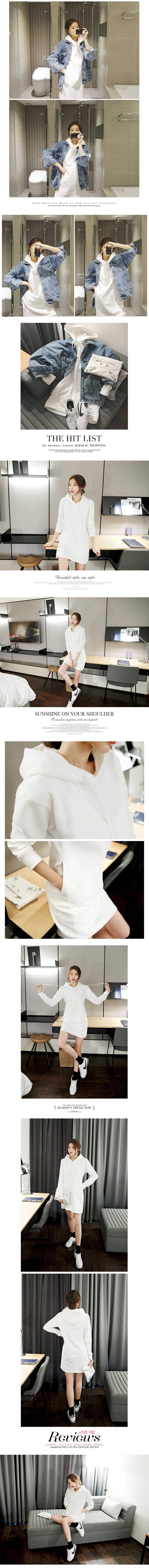KOREA Hoodie Dress #Ivory One Size(S-M) [Free Shipping]