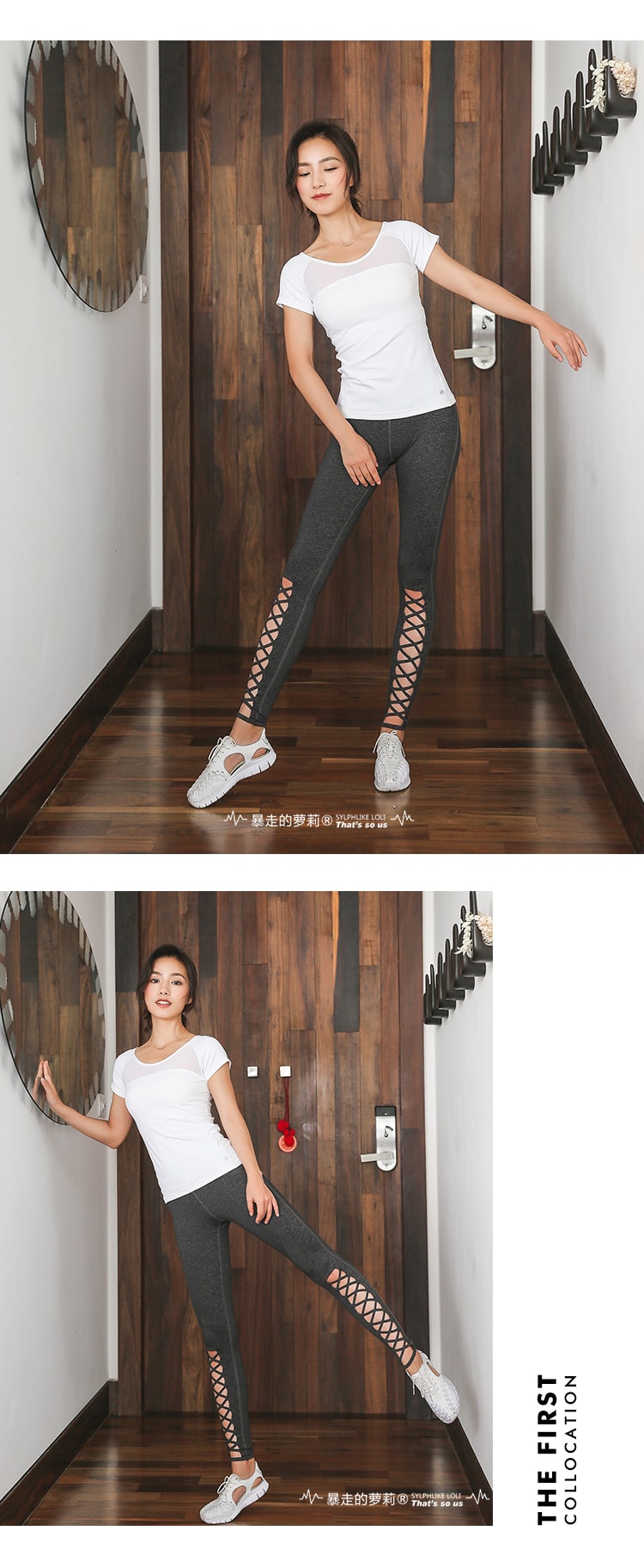  Sports Grid Elastic Pants For Yoga Fitness Train/Gray#/L