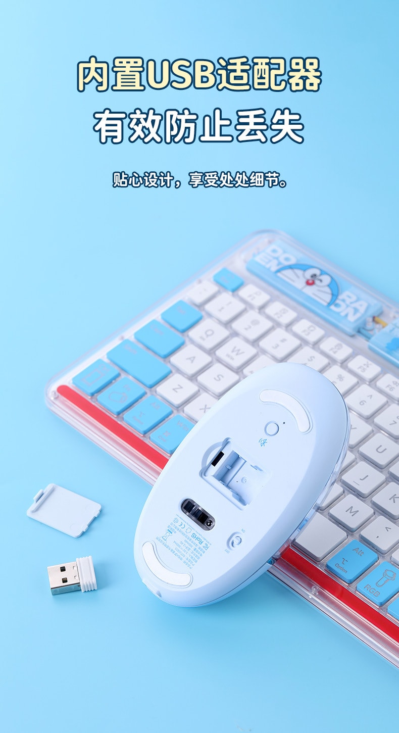 中国直送】ドラえもん コミックブック 透明ワイヤレスマウス