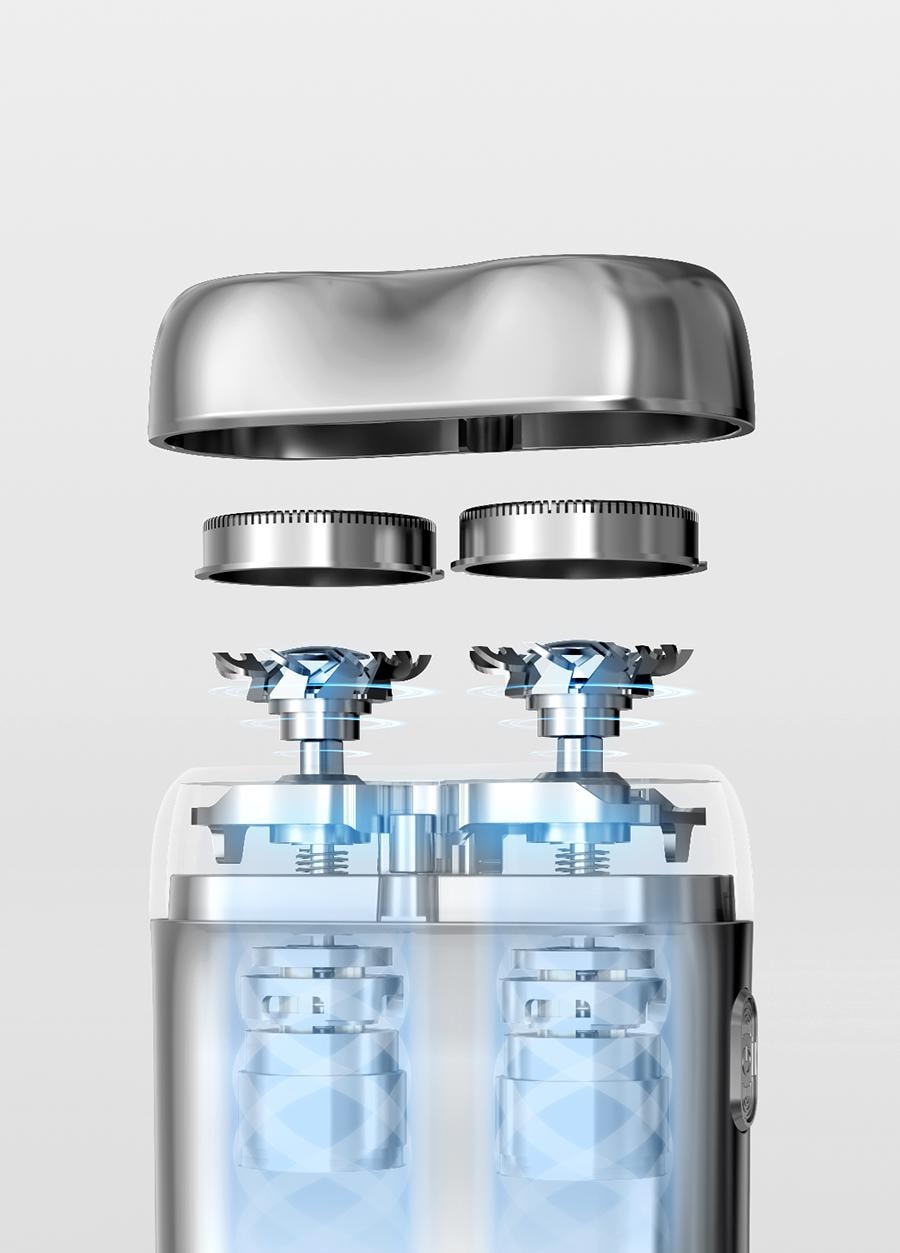 OLAYKS 2025 新款电动剃须刀干湿两用便携迷你刮胡刀双刀头浮动磁吸设计精钢机身快充可水洗智能控压适合旅行送礼男士圣诞节礼物