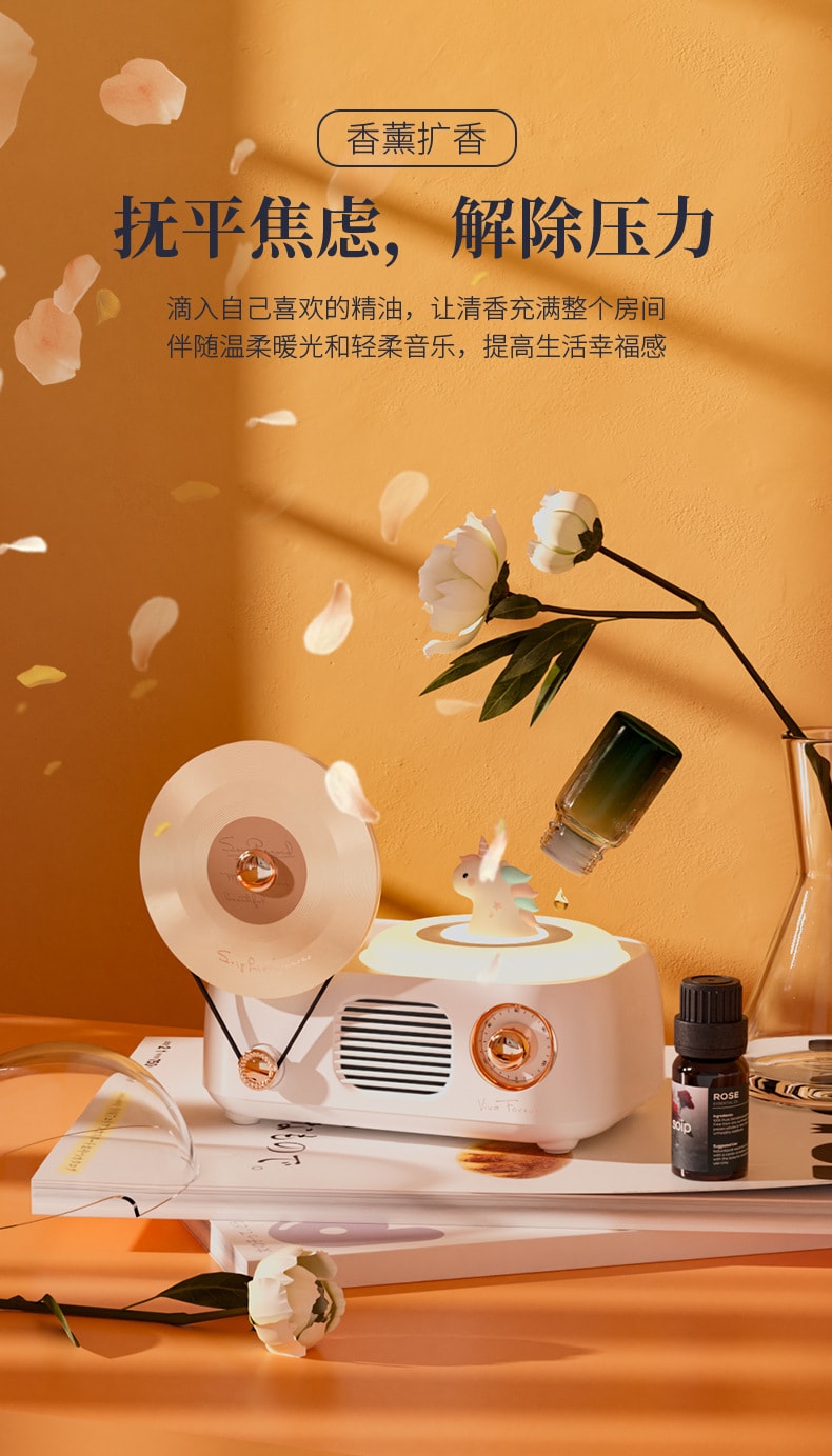 【中国直邮】梵洛  复古黑胶无线蓝牙音响手机电脑留声机少女心蓝牙音箱  粉色小恐龙