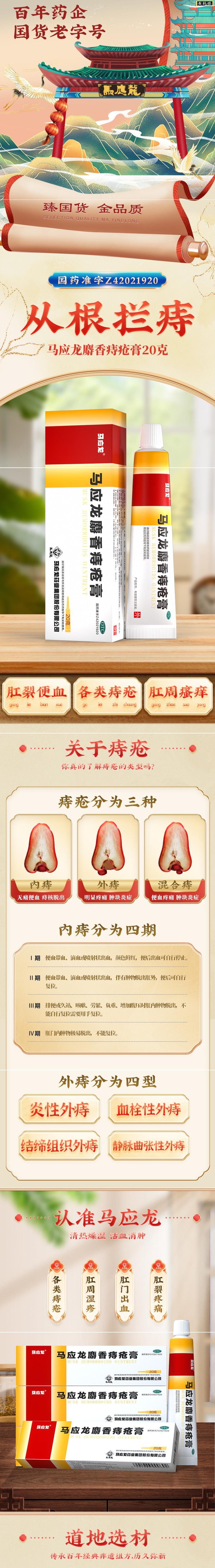 【中国直邮】马应龙 痔疮膏 20gx6盒