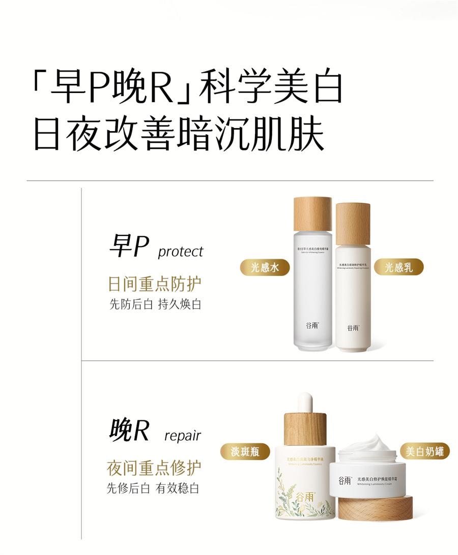 【中国直邮】  谷雨 第三代光感套装 美白淡斑护肤品 水150ml+乳100ml+霜50g+精华45ml