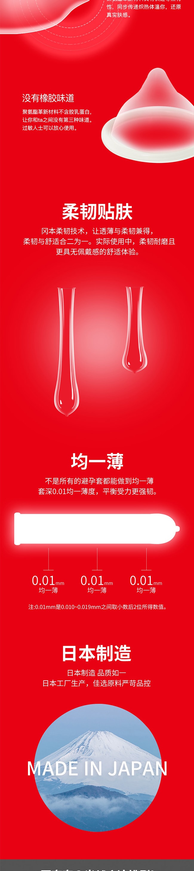 【日本直邮】OKAMOTO冈本 001超薄安全套避孕套 3只装