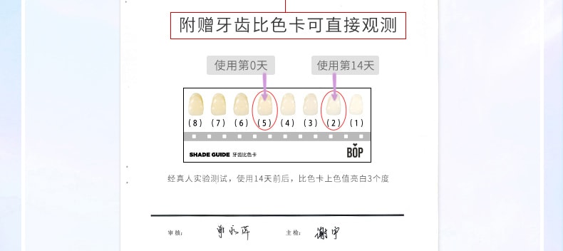 【中国直邮】BOP牙贴酵素锁白去黄美白一次性   白色7对14贴