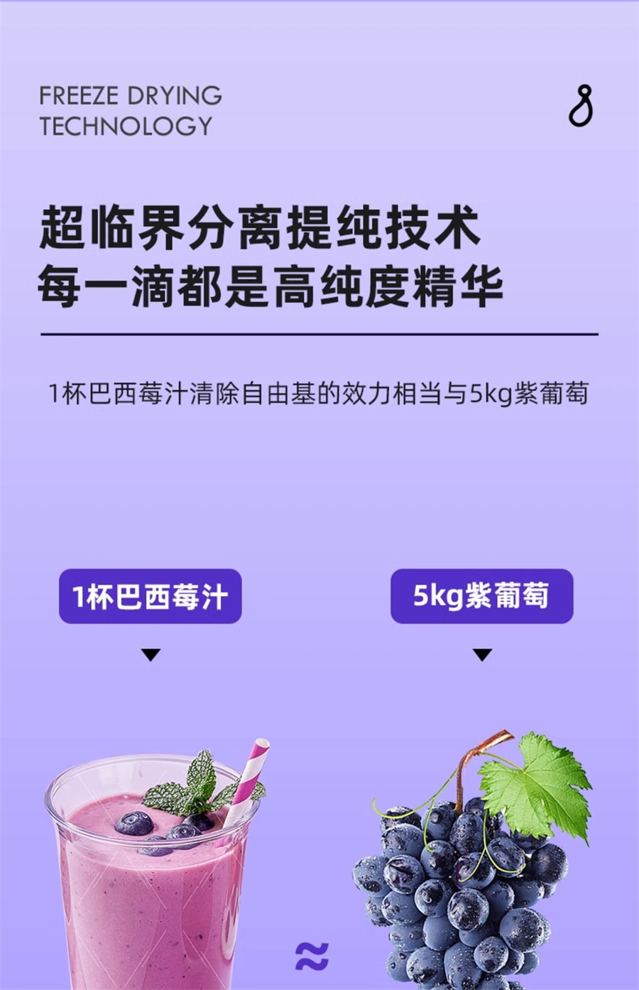 【中国直邮】 邻品 巴西莓粉花青素果蔬膳食纤维粉冻干冲泡饮品变代餐白 42克(3克*14条)