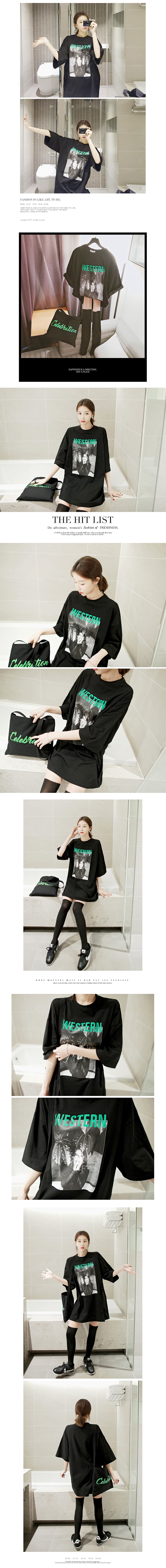 KOREA WESTERN Oversized T-shirt Dress #Black One Size(Free) [Free Shipping]