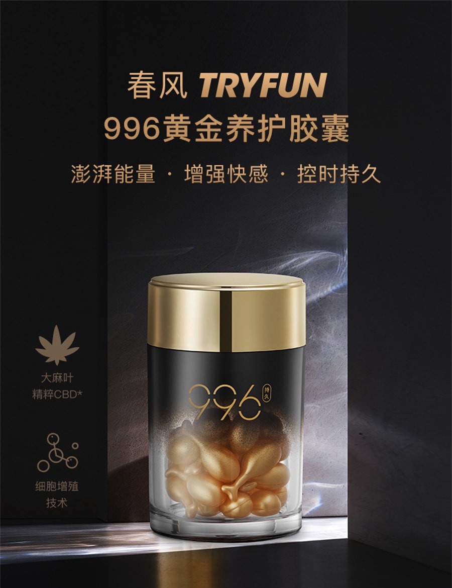 【中国直邮】网易春风 996男性黄金养护快感胶囊凝胶修复膏私处养护精油修护 28粒/瓶
