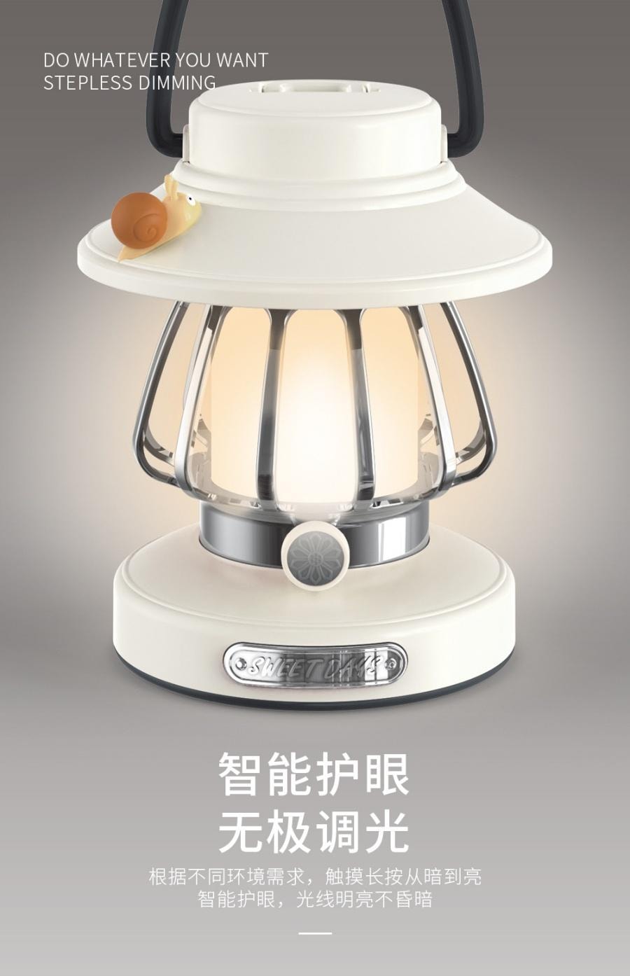 【中國直郵】 FOXTAIL 小蝸牛復古露營夜燈 充電 便攜式 戶外 檯燈 馬燈 帳篷露營 營地氛圍燈- 紫色 1個*預計到達時間3-4週