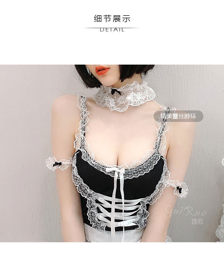 中国直邮 瑰若 性感女仆装 黑色L码一件 