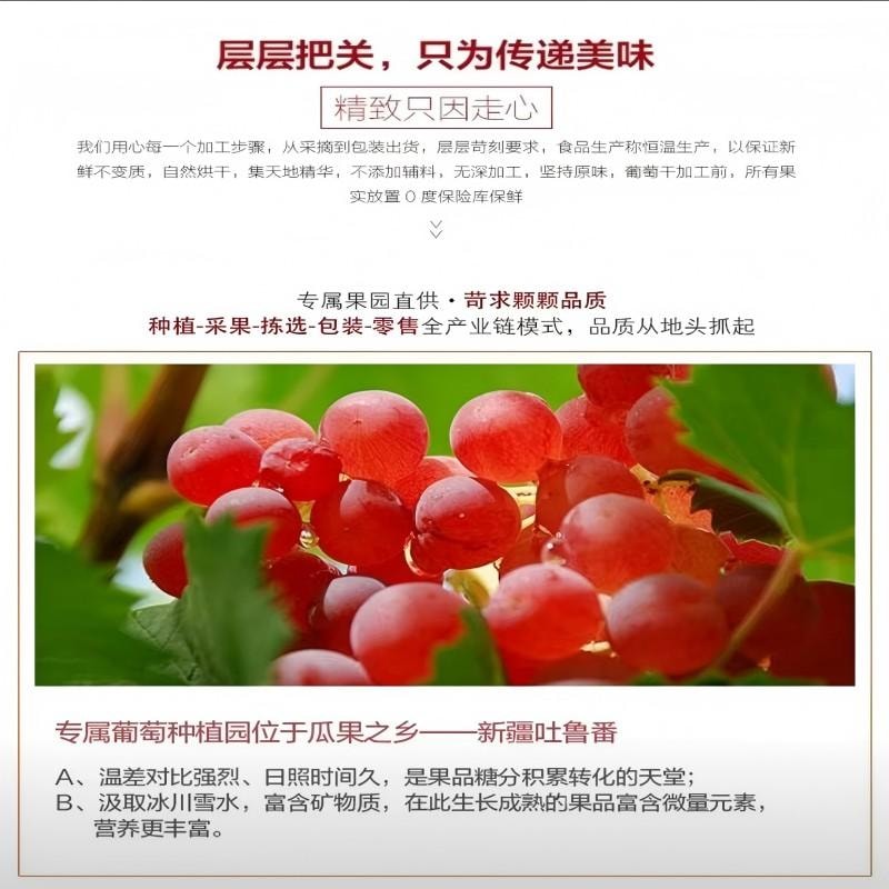 【中國直郵】 新邊界 紅香妃【個大飽滿 無添加】新疆葡萄乾紅香妃王無籽吐魯番特產乾果零食免洗葡萄乾 蜜餞果乾休閒零食果脯葡萄水果乾即食 紅香妃王400g