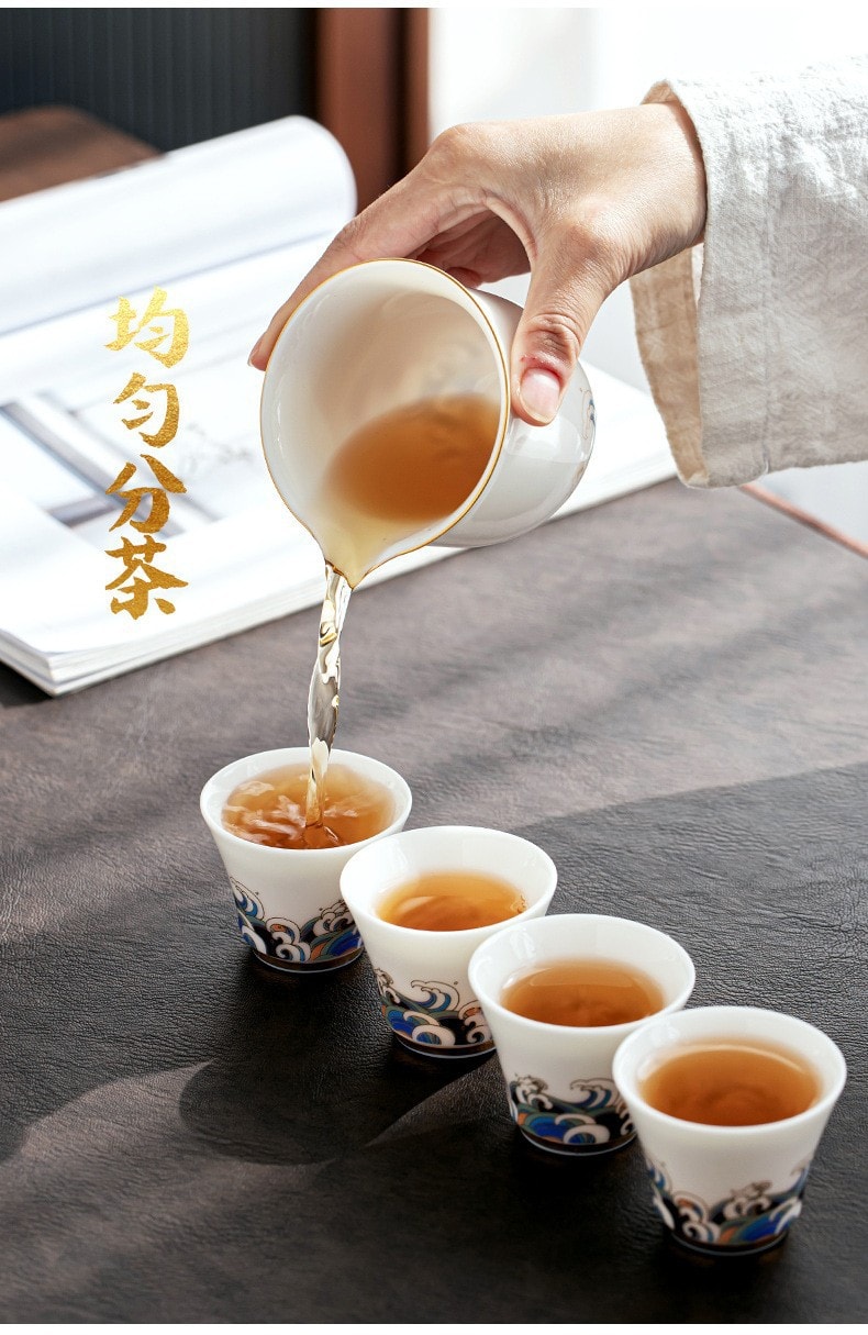 BECWARE中國德化產羊脂玉茶具 高級功夫茶具15頭套裝 潮起福生 1件入