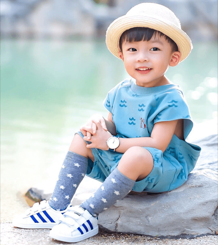 LITTLE ALIEN KIDS 海浪蓝色花苞短裤 - 4岁