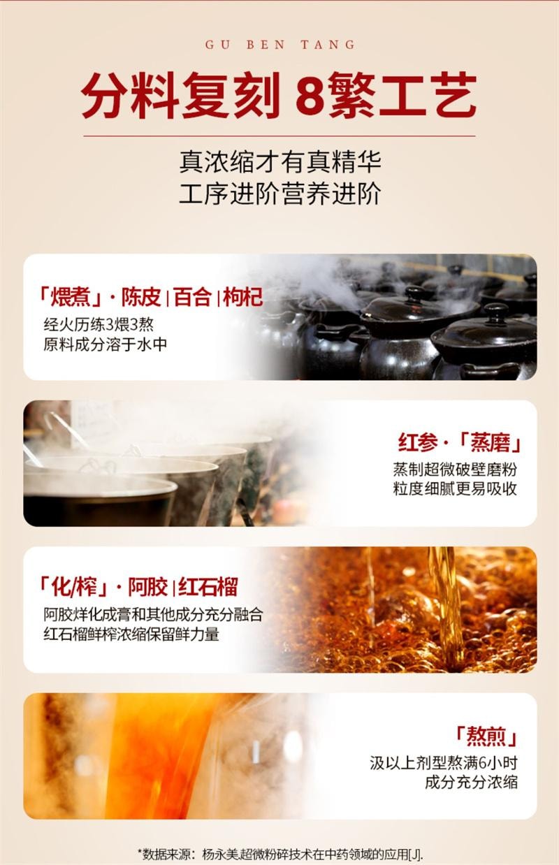 【中国直邮】 固本堂 红参石榴饮红参液 补养阿胶气浆血补品口服液 红参阿胶精粹饮  70g