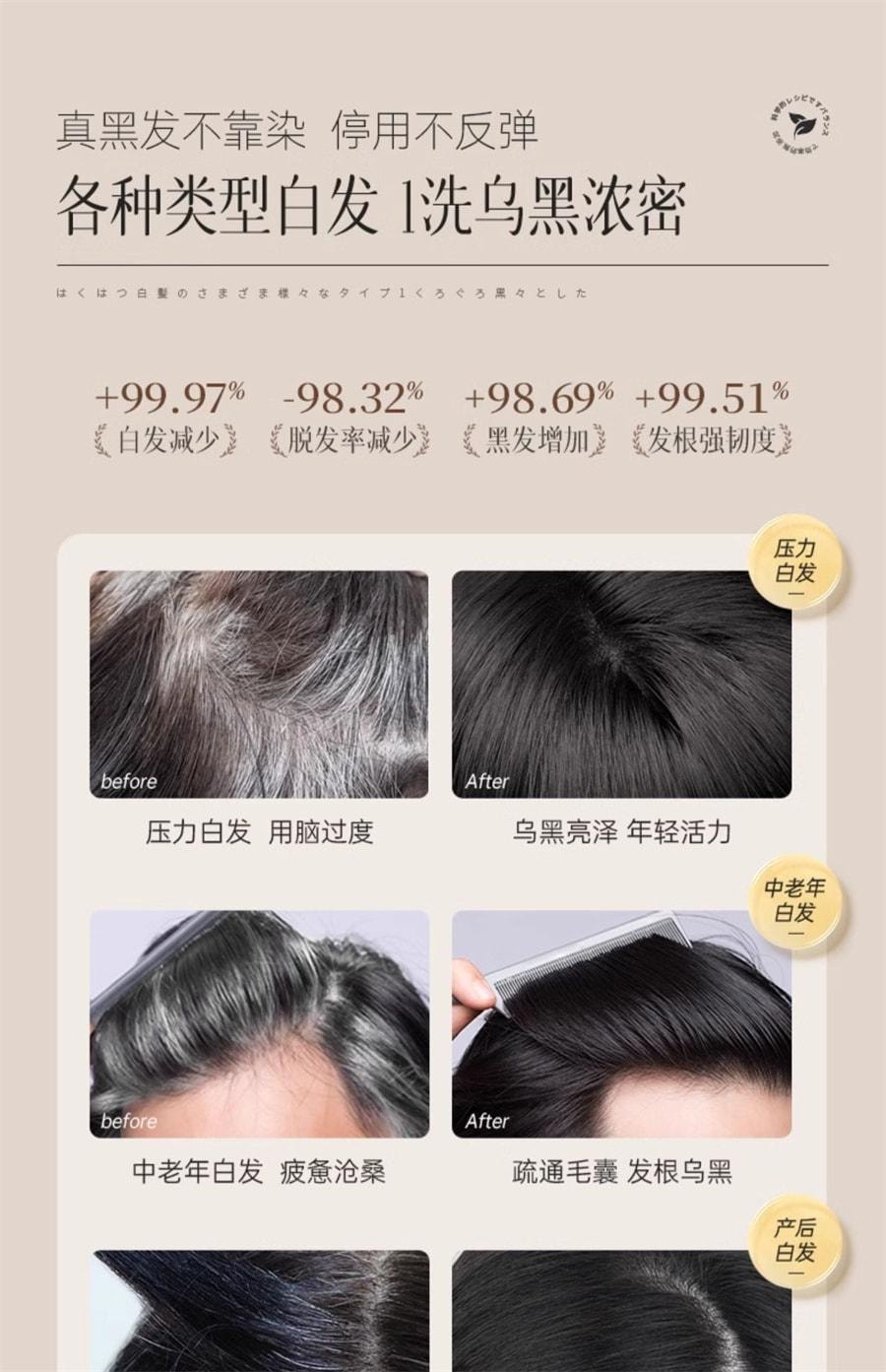 【中国直邮】 儒意 植萃五黑洗发水  何首乌洗发水 黑植物纯黑灵芝白头发变黑发神器500ml/瓶